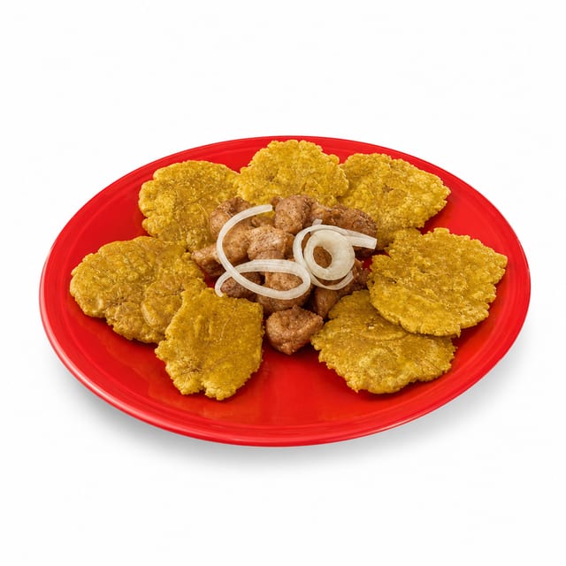 Carne Frita de Cerdo con Tostones.